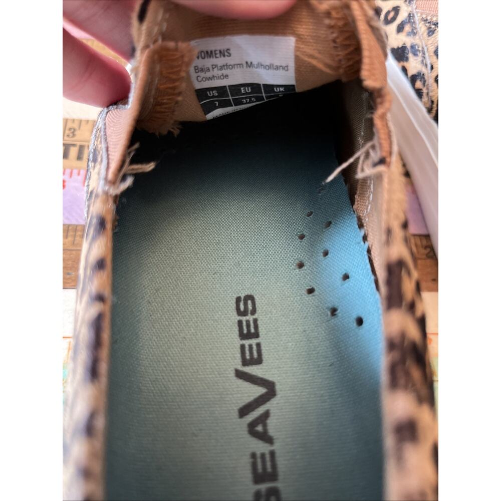 $130 SEAVEES Sz 7 Sneakers Baja Platform Mulholland Leopard Cowhide Leather Boho - Picture 13 of 14